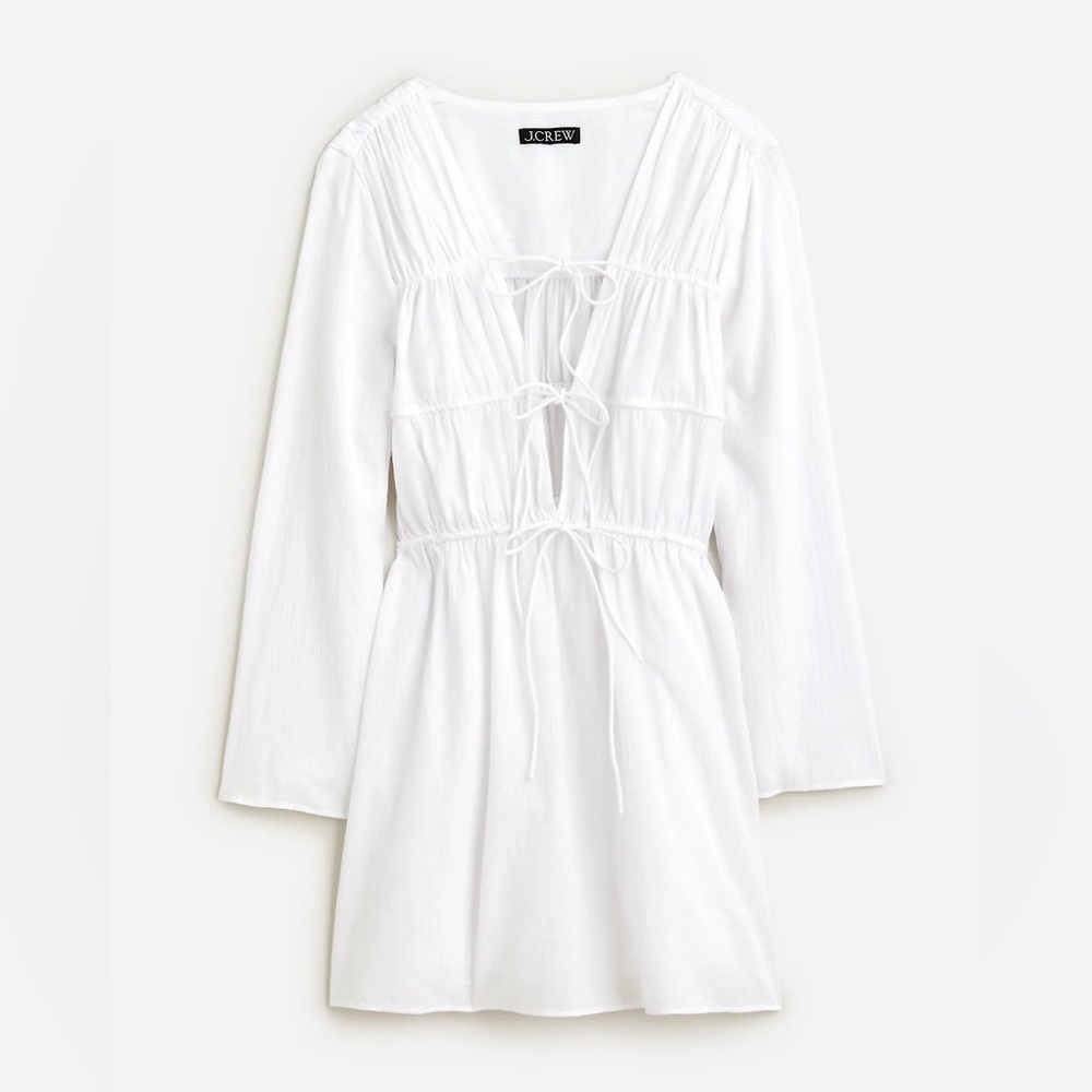 NEW‎ J.CREW White Tiered Tie Front Dress
